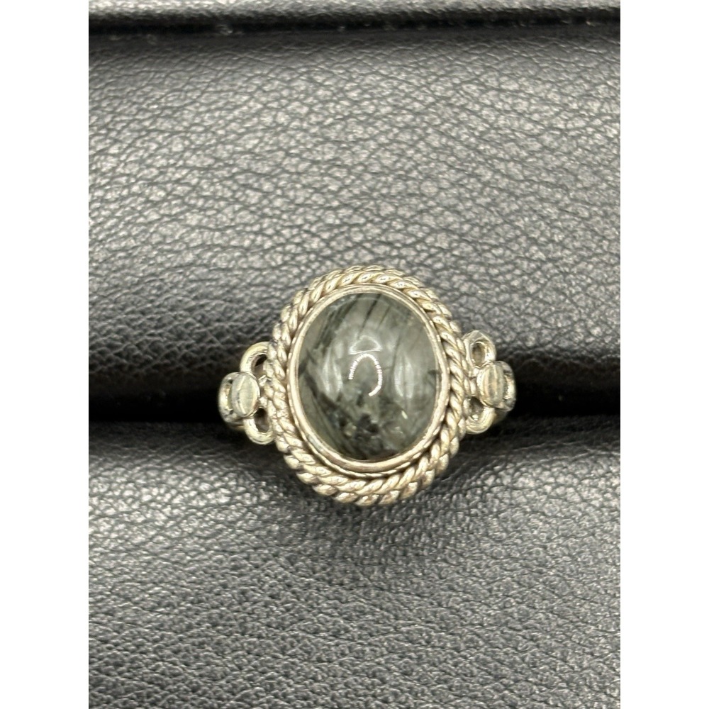 New Condition Sterling Silver Black Rutile Ring Size 7 D29